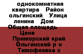 однокомнатная квартира › Район ­ ольгинский › Улица ­ ленина › Дом ­ 1 › Общая площадь ­ 30 › Цена ­ 400 000 - Приморский край, Ольгинский р-н, Тимофеевка с. Недвижимость » Квартиры продажа   
